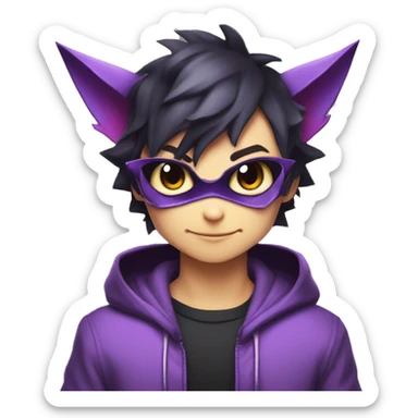 Cool Cute Edgy Dark Black Red Purple Batty Chibi Noibat-Cat-Pokémon-Fakémon-hybrid sticker