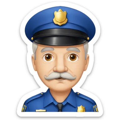 Old man police officer with a mustache  sticker