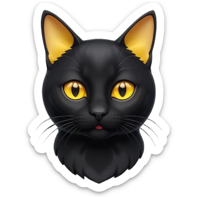 A 3D cartoon jet-black Bombay cat with glossy fur, bright golden eyes, dramatic contrast lighting, Memoji-style cinematic look. full body or half body. sticker