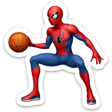 Spider-Man with a football in one hand and a basketball in the other hand sticker