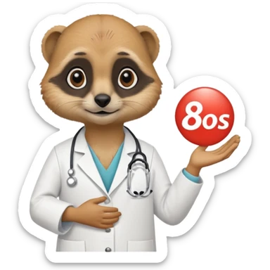 Suricate médecin avec écris "805" et "promo 2025-2030" avec un cercle rond au fnd sticker