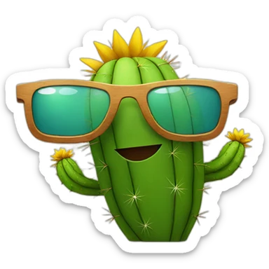 a cactus with sun glasses sticker