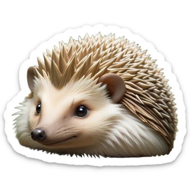 Beautiful and Majestic Hedgehog Portrait Emoji, Head and body resting in serene repose with a gentle, content smile, showcasing a delicately spiky yet soft body with eyes gently closed in peaceful slumber, Simplified yet exquisitely endearing features, highly detailed, glowing with a soft, drowsy forest light, high shine, relaxed and utterly enchanting, stylized with an air of timeless woodland majesty, soft glowing outline, capturing the essence of a beautiful and majestic hedgehog that embodies the serene charm of nature! sticker