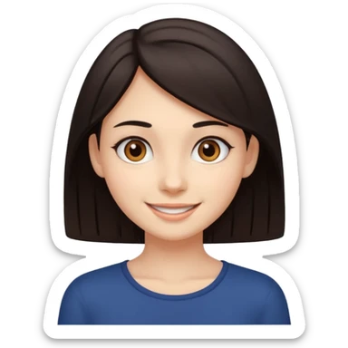 Make an emoji of a slender girl with dark hair and brown eyes sticker