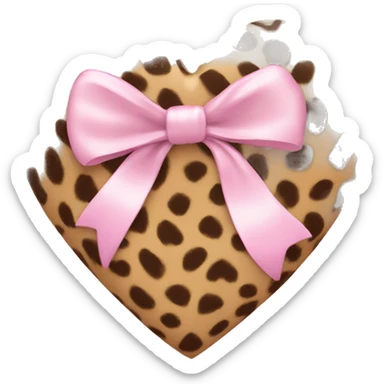 cheetah print heart with a light pink bow sticker