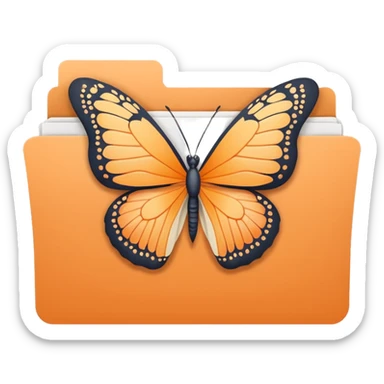 pastel orange file folder with butterfly on the cover sticker