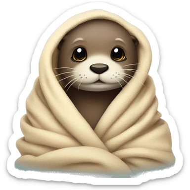 otter cozy in blanket sticker