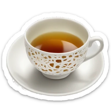 White tea cup on top lace doily sticker