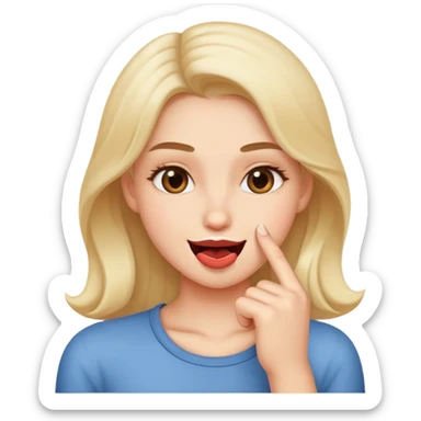 a flirty face biting finger  sticker