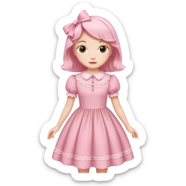 Cottagecore style ultra cute vintage material pink dress sticker