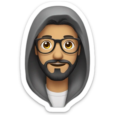 Bearded arab man with glasses and a Yorkie dog sticker