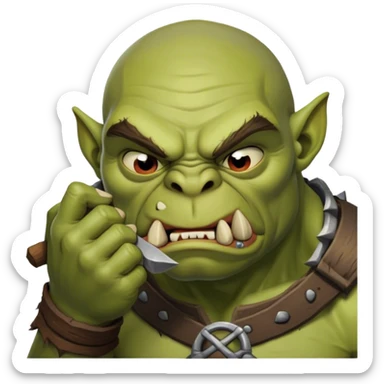 Orc huffing copium like pepe copium meme sticker