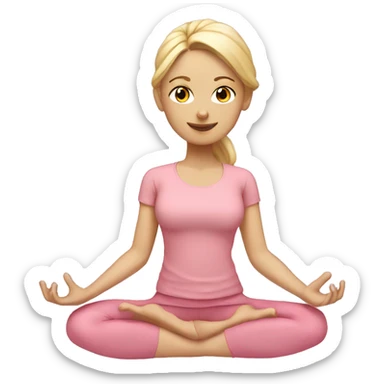 blonde yoga girl light pink clothes n sticker