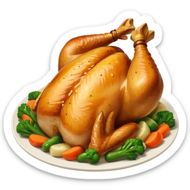 some chicken vegetables soy sauce on top  sticker