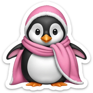 Ein Pinguin mit einer Kuschel Decke in Rosa sticker