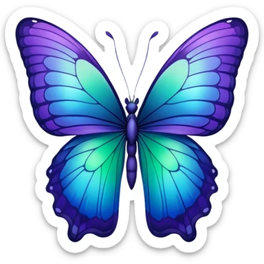 Gradient iridescent purple indigo blue cyan green butterfly sticker