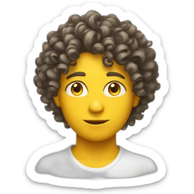 face with curly hair and yellow skin sticker