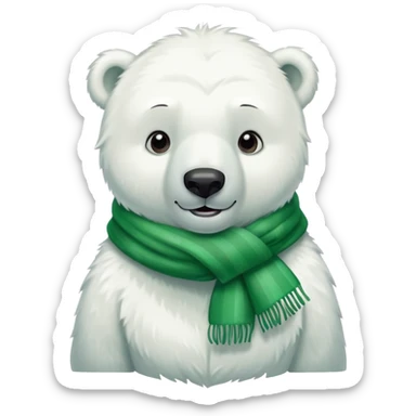 polar bear in green scarf sticker