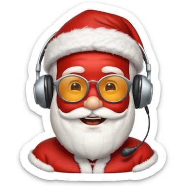 santa klaus with sunglasses with big smile with headphones sticker