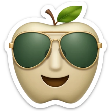 aviator sunglasses with light beige frame and dark green lenses, Apple emoji style, simple shapes, no text sticker