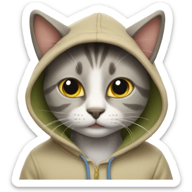 Cat wearing hoodie sticker