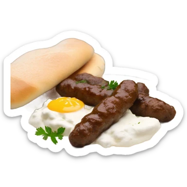 Bosnian cevapi with somun and kaymak sticker