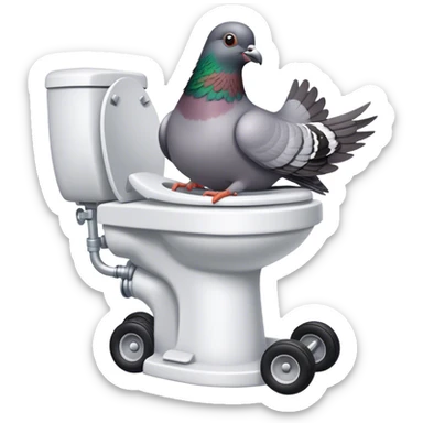 Pigeon on a go kart toilet sticker