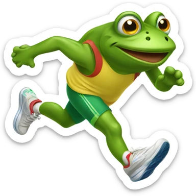 Quick running frog with sneakers sticker