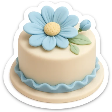 blue flower fondant cake art style sticker