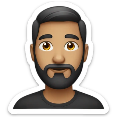 Indian man with fade haircut and beard wearing black t shirt big eyes big nose lighter skin sticker