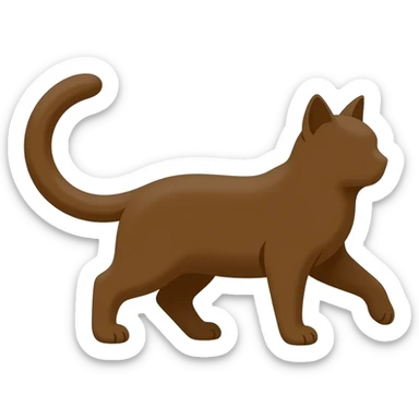 🐈Shadow of a cat, only the tail is visible brown color, prominent and curved, minimalistic silhouette, on transparent background
 sticker