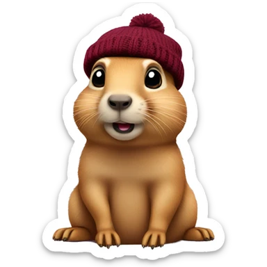 prairie dog with maroon beanie sticker