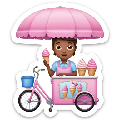 Vendor + pink cart,Ice Cream Vendor. sticker
