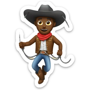 Cowboy with a jump rope sticker