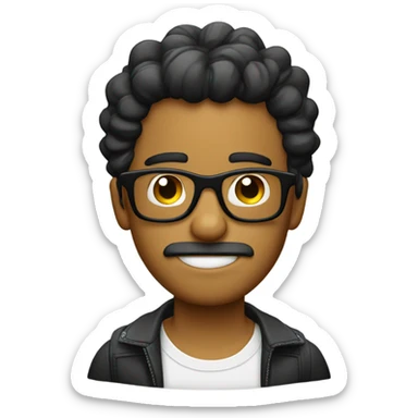 Miguel, pelo rizado, gafas sticker