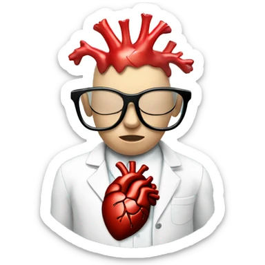 Anatomical heart with white chunky glasses  sticker