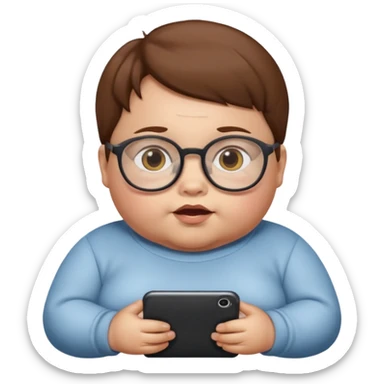 Fat baby with glasses and brown hair sticker