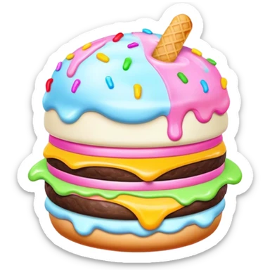 Melted neon kawaii pastel ice cream burger sticker