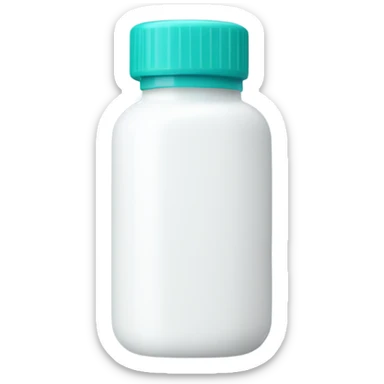 white and teal pill bottle sticker