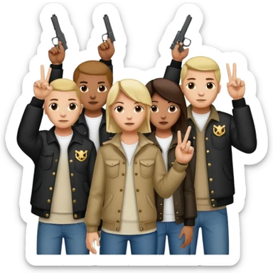 Norteño gang with 14, hand gang signs and guns sticker