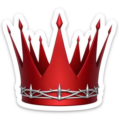 Minimal crown made of intertwined thorns, sharp but elegant, deep red line art, minimalist vector, transparent background, clean flat design, symmetrical, thin line weight, gothic royal aesthetic, discord emoji size sticker