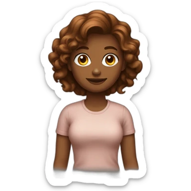 fille marron onduleé vétement cool sticker