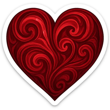 heart with a swirling ruby pattern, digital illustration, no background sticker