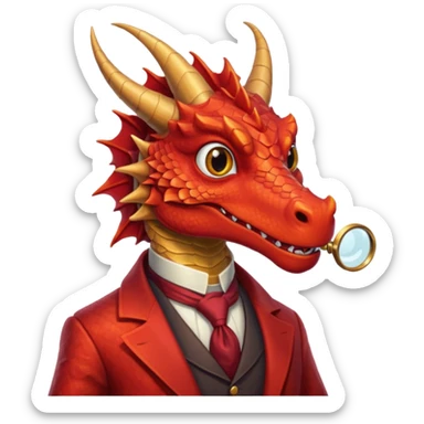 Un dragón rojo vestido elegante con monóculo  sticker