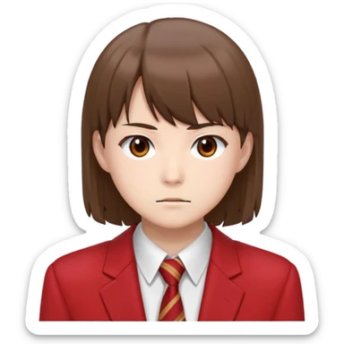 Kiyotaka Ayanokoji from Classroom of the Elite, calm and emotionless expression, brown hair with bangs, sharp eyes, wearing red school blazer with white shirt sticker