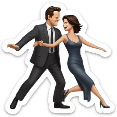 Neve Campbell and Matthew Perry dancing rock’n’roll sticker