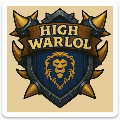 Switch to Alliance colors: blue, gold, and silver. Keep the crest or shield, but use motifs and colorways that evoke the Alliance faction from World of Warcraft. sticker