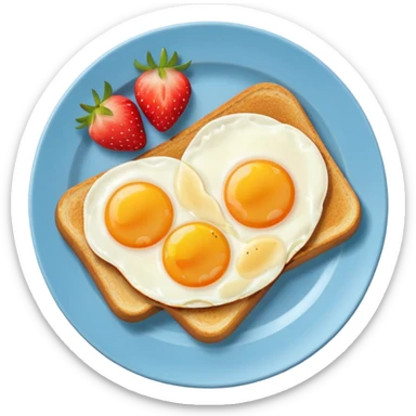 “Minimal emoji-style breakfast icon, flat design, rounded shapes, bright colors, white background, iOS emoji aesthetic, breakfast plate with toast, egg, and fruit sticker