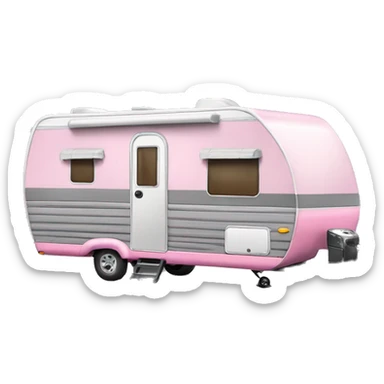 Realistic portable pink and gray travel trailer isolated.    sticker