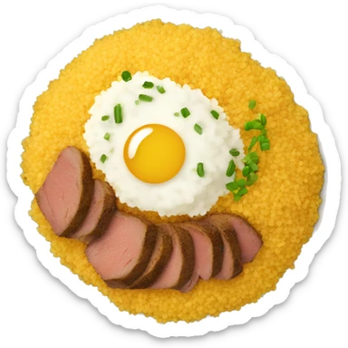 Meal of couscous with meat top view sticker